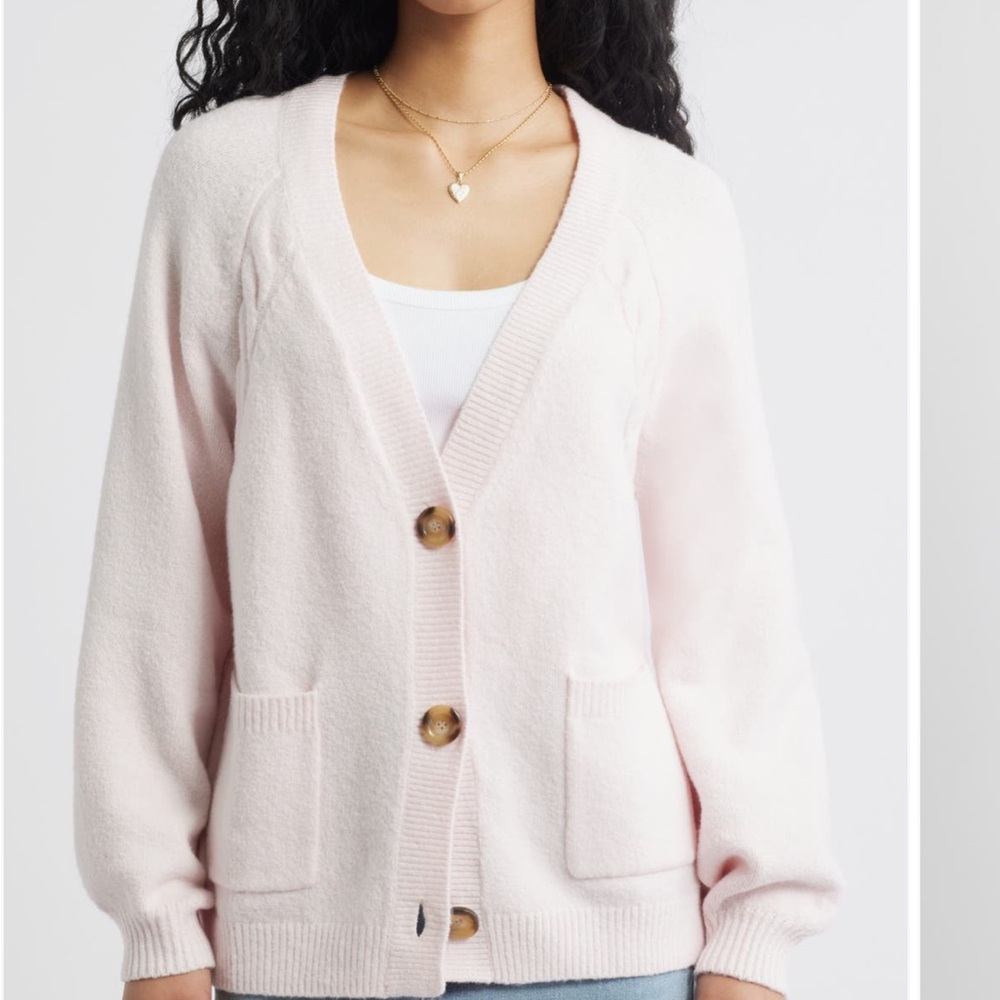 B.P. Relaxed oversized everyday cardigan, pale pink, Size Small, NWT